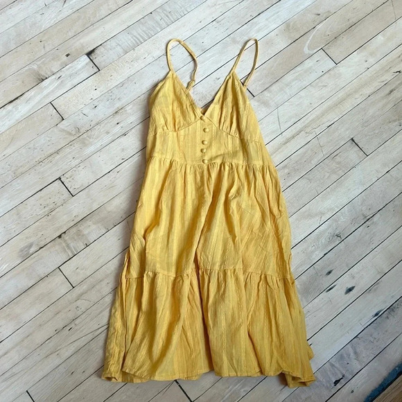 SHEIN Sundress Yellow Gold | V Neck Sundress | Yellow Sundress | Gold Sundress - Picture 7 of 9